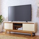 Ver imagem 1 de Rack Tv 65 Pol 164cm Bancada para Sala Mylan M20 - D'Rossi Cor Cinamomo e Off White