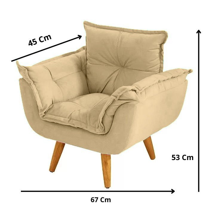 Cadeirinha Estofada Opalinha Infantil Tecido Suede Bege Kimi Design - 5