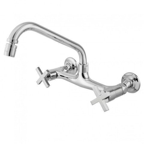 Torneira com Misturador de Cozinha Parede 3005 C 28 Ba AA Omega Meber Metais Cromado