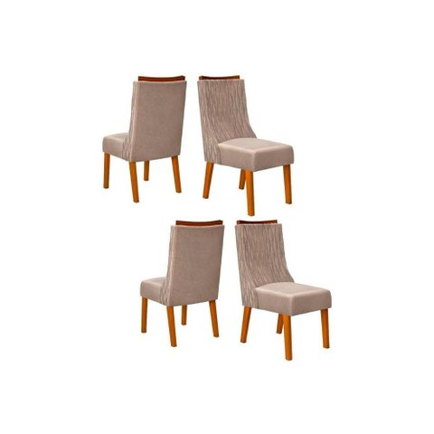 Kit 4 Cadeiras Sala Jantar Jade 4 Un Freijó/Veludo Kraft - DJ Móveis