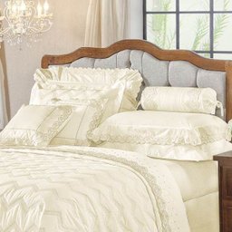 Kit Cobre Leito Queen Bordado Percal 200 Fios 10 Peças Regence - Palha - Palha - 2 Kit Cobre Leito Queen Bordado Percal 200 Fios 10 Peças Regence - Palha - Palha - 2