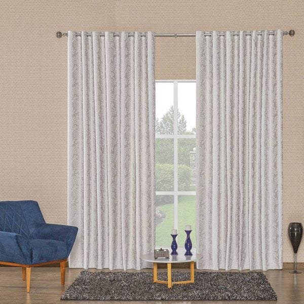 Cortina Loris Jacquard 3,00m x 2,50m - Prata - Prata - 1