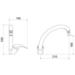Misturador Monocomando para Cozinha de Mesa 7001 C 55 Aa - 2