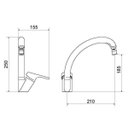 Ver imagem 3 de Torneira Monocomando para Cozinha de Mesa Meber 7001 C 70 AA Cromado