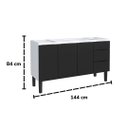 Ver imagem 6 de Gabinete de Cozinha 144 cm Armário Aço 3 Portas e 3 Gavetas:Preto