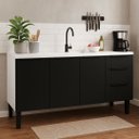 Ver imagem 2 de Gabinete de Cozinha 144 cm Armário Aço 3 Portas e 3 Gavetas:Preto