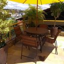 Ver imagem 2 de Jogo de Mesa para Piscina com 4 Cadeiras de Alumínio e Ombrelone