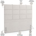 Ver imagem 5 de Kit Cabeceira Cama Box Casal 140cm com Calçadeira Roma W01 Linho Champagne - Lyam
