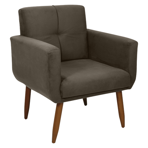 Poltrona Decorativa Malaga Suede Cappuccino 69cm para Sala Quarto Escritório e Recepção