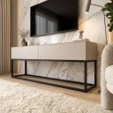 Ver imagem 3 de Rack para Sala Estilo Indutrial com 2 Gavetas Offwhite/Preto