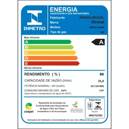 Aquecedor de Água a Gás Rinnai E21 Feh 21 Litros Bivolt Digital Branco - Glp (gás de Botijão) - 4