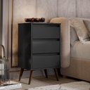 Ver imagem 2 de Kit 2 Mesa de Cabeceira Retrô Wood 3 Gavetas Preto – EJ Móveis