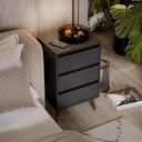Ver imagem 3 de Kit 2 Mesa de Cabeceira Retrô Wood 3 Gavetas Preto – EJ Móveis