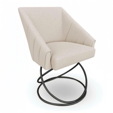 Poltrona Luxo Alana Linho Bege Base Luxo Preto - Pallazio