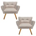 Ver imagem 1 de Kit 2 Poltrona Decorativa Anitta Linho Fino Bege A27 - D'Rossi