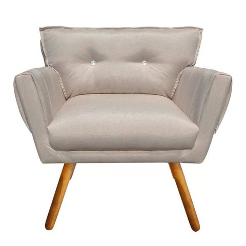 Poltrona Decorativa Anitta Linho Fino Bege A27 com Strass - D'Rossi