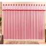 Cortina Para Varão Lisa 2 Metros X 1,70 Metros Alt Tecido Renda com Voil - Vermelho - 1
