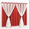 Cortina Para Varão Dani 3,00 Metros X 1,70 Metros Alt Tecido Malha C/Voil - Vermelho/Palha - 1