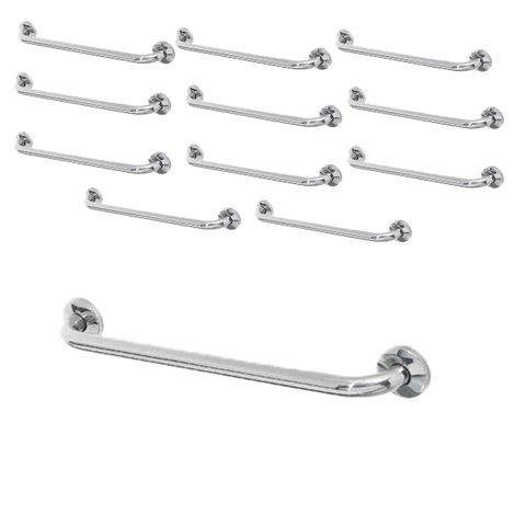 Barra Alça Apoio 80cm Inox Kit 12 Uni Acessibilidade Segurança Box Cadeirante Banheiro Corrimao Idea
