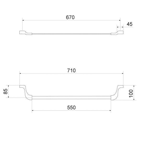 Porta Toalha Linear 2033 C 240 55cm - 2