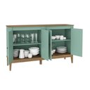 Ver imagem 4 de Aparador Buffet 149cm 4 Portas 2 Prateleiras Sala de Jantar Cor:mel Oliva