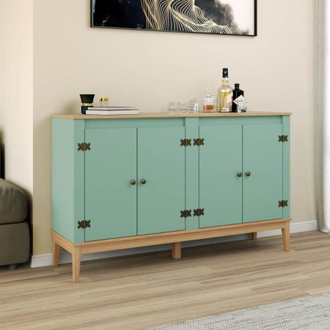 Aparador Buffet 149cm 4 Portas 2 Prateleiras Sala de Jantar Cor:mel Oliva