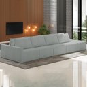 Ver imagem 2 de Sofá Ilha Modular com Puff para Sala Living 432cm Georgia K04 Bouclê Cinza - Mpozenato