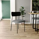 Ver imagem 2 de Kit 08 Cadeiras para Sala de Jantar Melina L02 Couríssimo Preto Linho Cinza Escuro - Lyam Decor