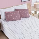 Ver imagem 2 de Jogo de Cama Lençol 200 Fios Petit Poá King 03 Peças - Rose