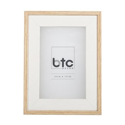Porta-retrato de Madeira na Cor Natural e Branco 10x15 Cm - 1