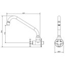 Ver imagem 4 de Torneira para Cozinha com Bica Móvel de Parede 1165 C 22 1/2 Ba 1/4V Nya Meber Metais Cromado