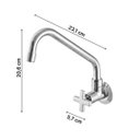 Ver imagem 3 de Torneira para Cozinha com Bica Móvel de Parede 1165 C 22 1/2 Ba 1/4V Nya Meber Metais Cromado