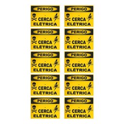 Kit 10 Placa Sinalizadora Cerca Elétrica 12,5x17,5cm - 1