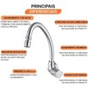 Ver imagem 4 de Torneira para Cozinha com Bica Móvel de Parede Meber 1187 C 44