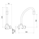 Ver imagem 2 de Torneira para Cozinha com Bica Móvel de Parede Meber 1187 C 44