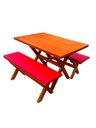 Ver imagem 7 de Mesa para Área Externa com 2 Bancos sem Encosto Estofado Vermelho 120x80cm Kit Churrasco Mel