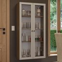 Ver imagem 1 de Cristaleira Suspensa 70 cm 2 Portas de Vidro Rustic/Crema Vik Madesa