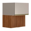 Ver imagem 1 de Armário Aéreo Proença 60cm Basculante 1 Porta Mdf e 1 Porta Ripada Nogueira Touch/nude Prime Tx