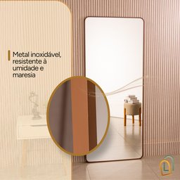 Espelho Grande Corpo Inteiro Retangular com Moldura em Metal Industrial 170 X 70cm - 5