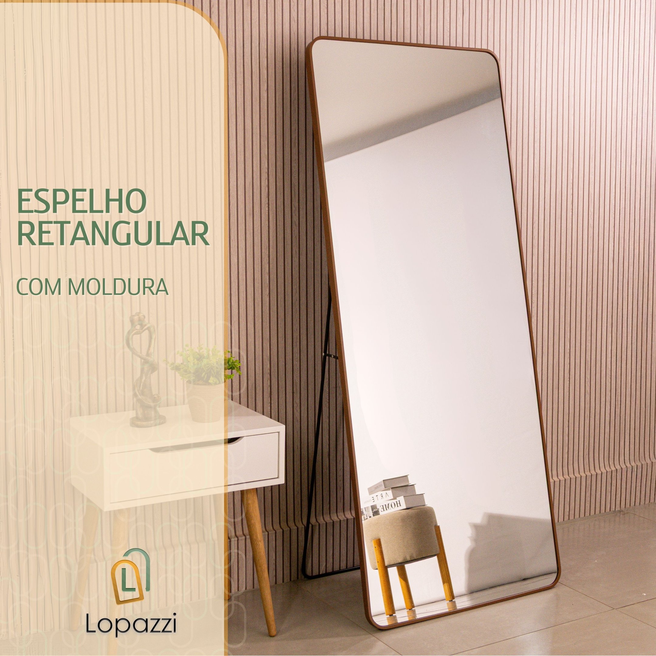 Espelho Grande Corpo Inteiro Retangular com Moldura em Metal Industrial 170 X 70cm - 2