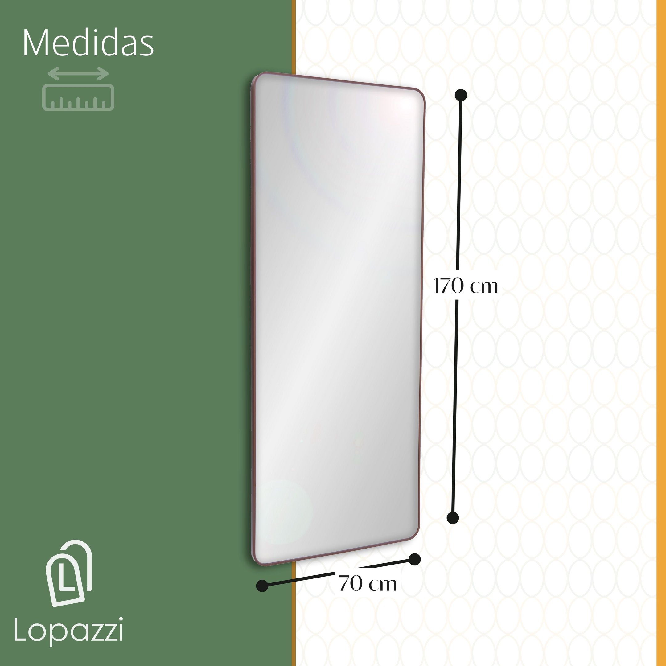 Espelho Grande Corpo Inteiro Retangular com Moldura em Metal Industrial 170 X 70cm - 8
