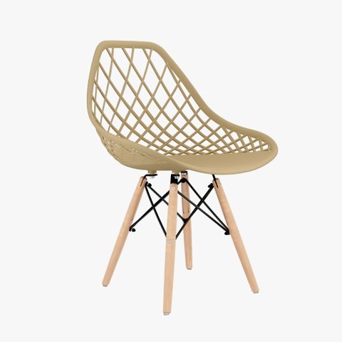 Cadeira Polipropileno Kaila Nude Base Wood La Mobilia: Design para Sala de Jantar