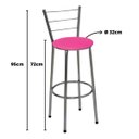 Ver imagem 2 de Kit 4 Banquetas Altas Cromada com Encosto Assento Rosa