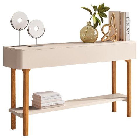 Aparador Sala de Estar 136cm com Prateleira Janis Off White H01 - Mpozenato