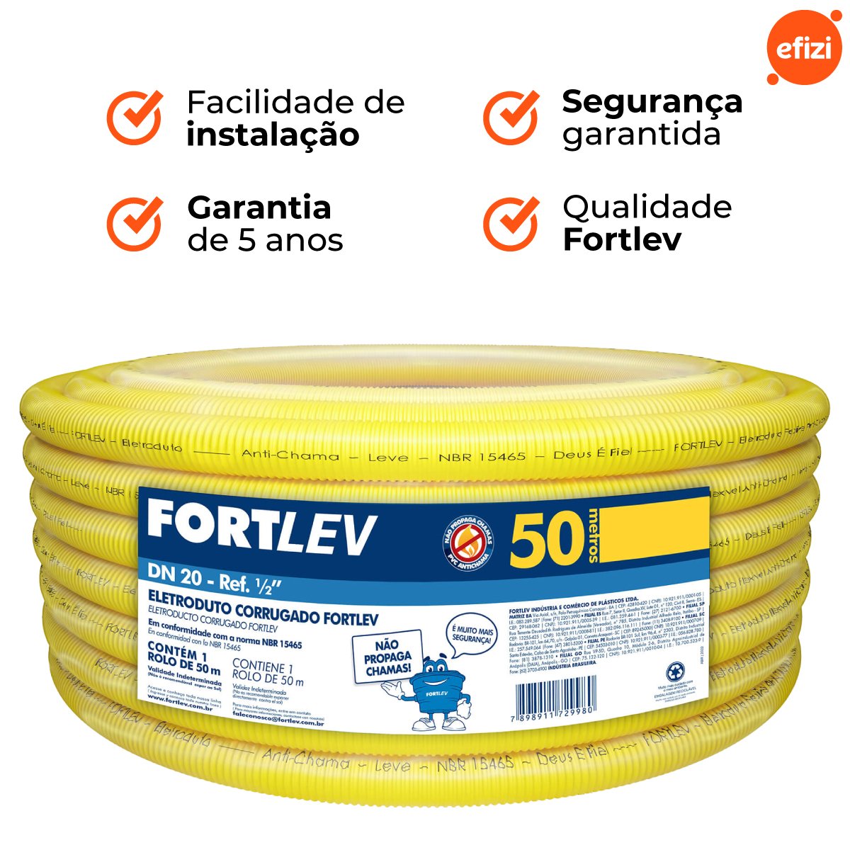 Eletroduto 3/4" Corrugado Amarelo 50m Fortlev - 4