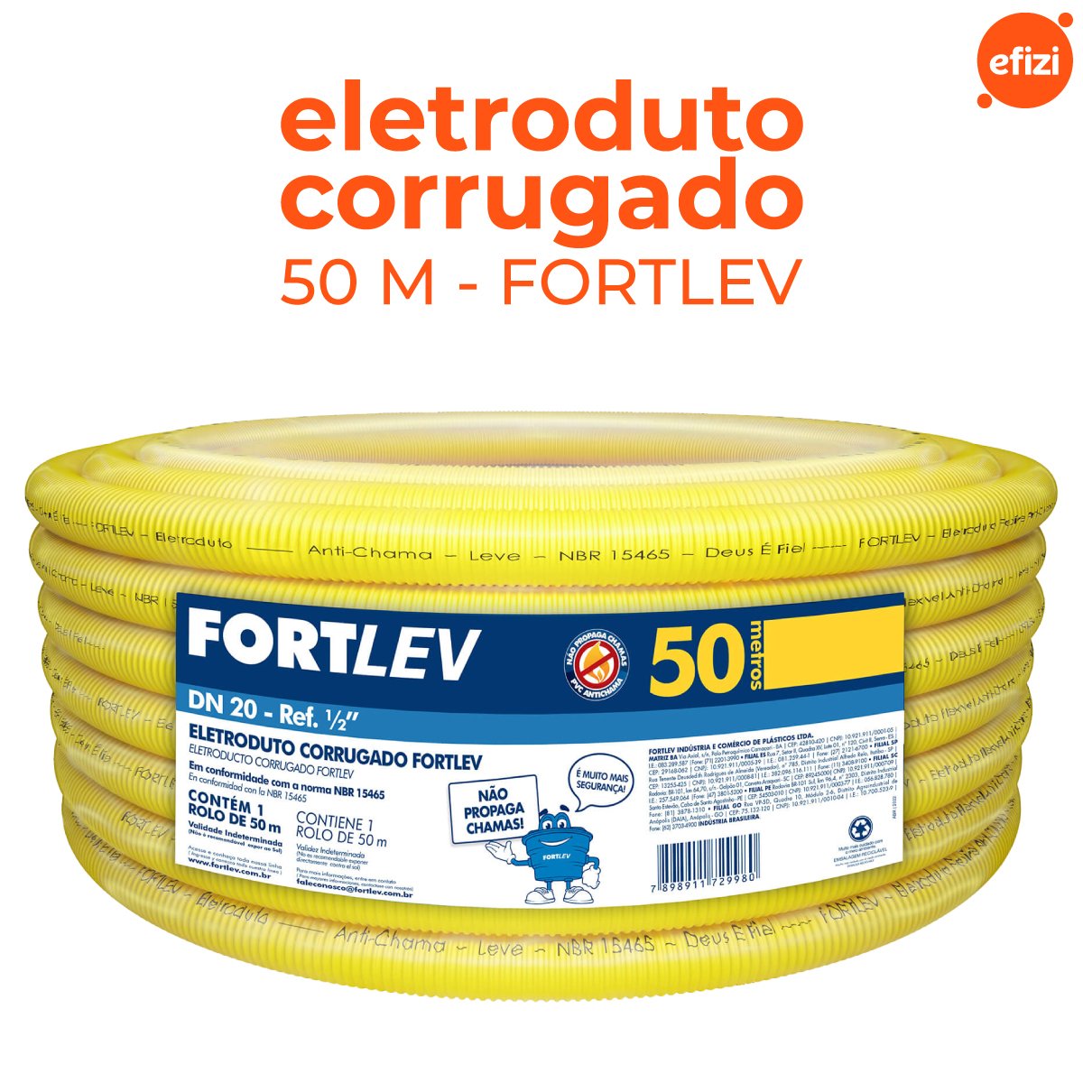 Eletroduto 3/4" Corrugado Amarelo 50m Fortlev - 2