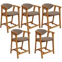 Ver imagem 1 de Kit 05 Banquetas Baixa Cozinha Sala de Jantar Bancada Cecília L02 Bouclê Bege - Lyam Decor