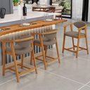Ver imagem 2 de Kit 05 Banquetas Baixa Cozinha Sala de Jantar Bancada Cecília L02 Bouclê Bege - Lyam Decor