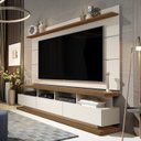 Ver imagem 1 de Rack com Painel para TV até 72 Polegadas MDF 180CMX190CM Rodízios Off White Freijó Vivare