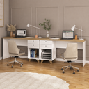 Ver imagem 1 de Kit Home Office e Escritório Completo para 2 Pessoas - 2 Peças - Escrivaninha Sky Retrô Branco/Olmo Artany